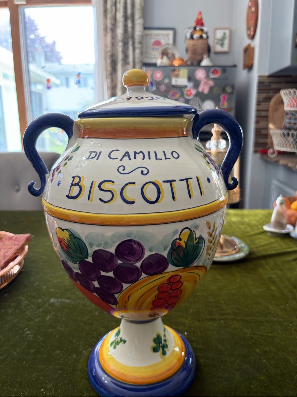 Hand-Painted Biscotti Jar - Multicolor Ceramic Canister - Picture 2 of 13